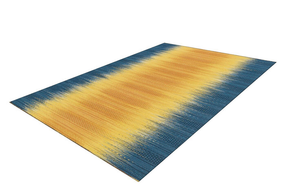 FLACHWEBETEPPICH 90/160 cm Blau, Gelb  - Blau/Gelb, Basics, Textil (90/160cm) - Kayoom