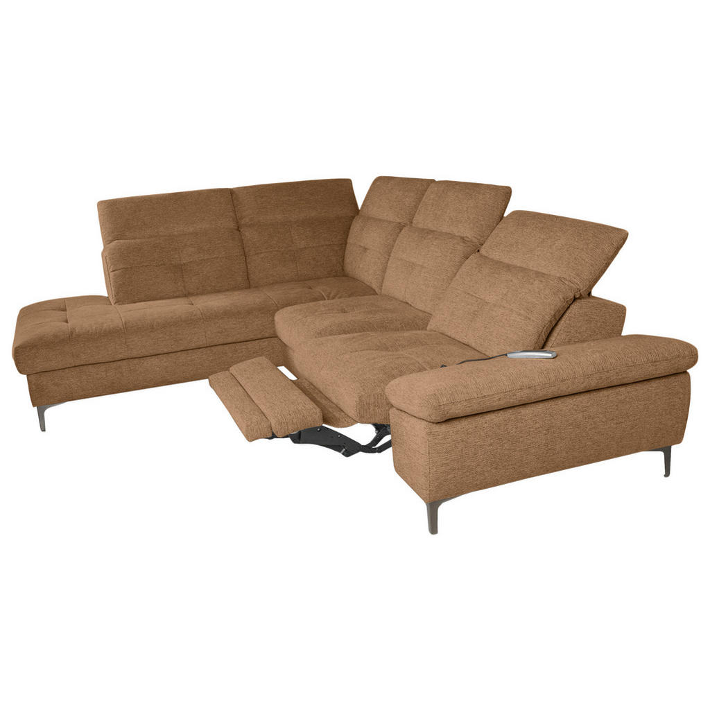 Thumbnail - Carryhome Ecksofa, Terracotta, Textil, 5-Sitzer, Ottomane links, L-Form, 288x225 cm, Stoffauswahl, seitenverkehrt erhält...