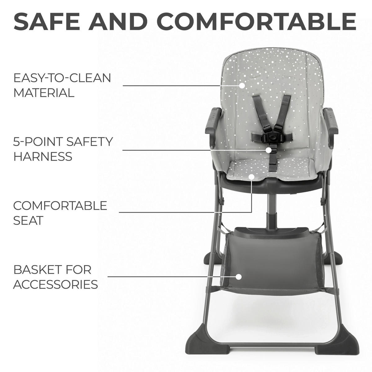 HOCHSTUHL Foldee  - Grau, Basics (58/93/75cm) - kinderkraft