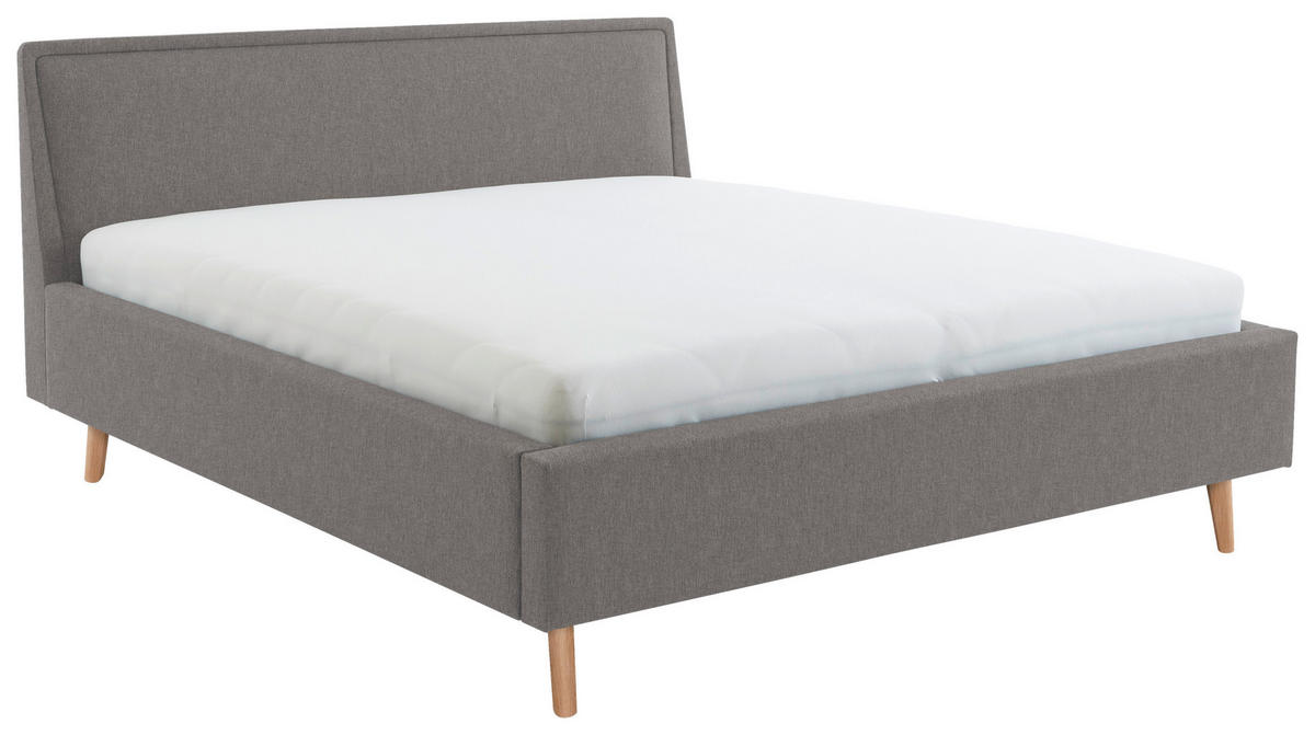 POLSTERBETT 140/200 cm  in Hellgrau  - Eschefarben/Hellgrau, Konventionell, Holz/Textil (140/200cm) - Livetastic