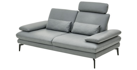 2,5-SITZER in Echtleder Grau  - Schwarz/Grau, Design, Leder/Metall (196/86/104cm) - Dieter Knoll