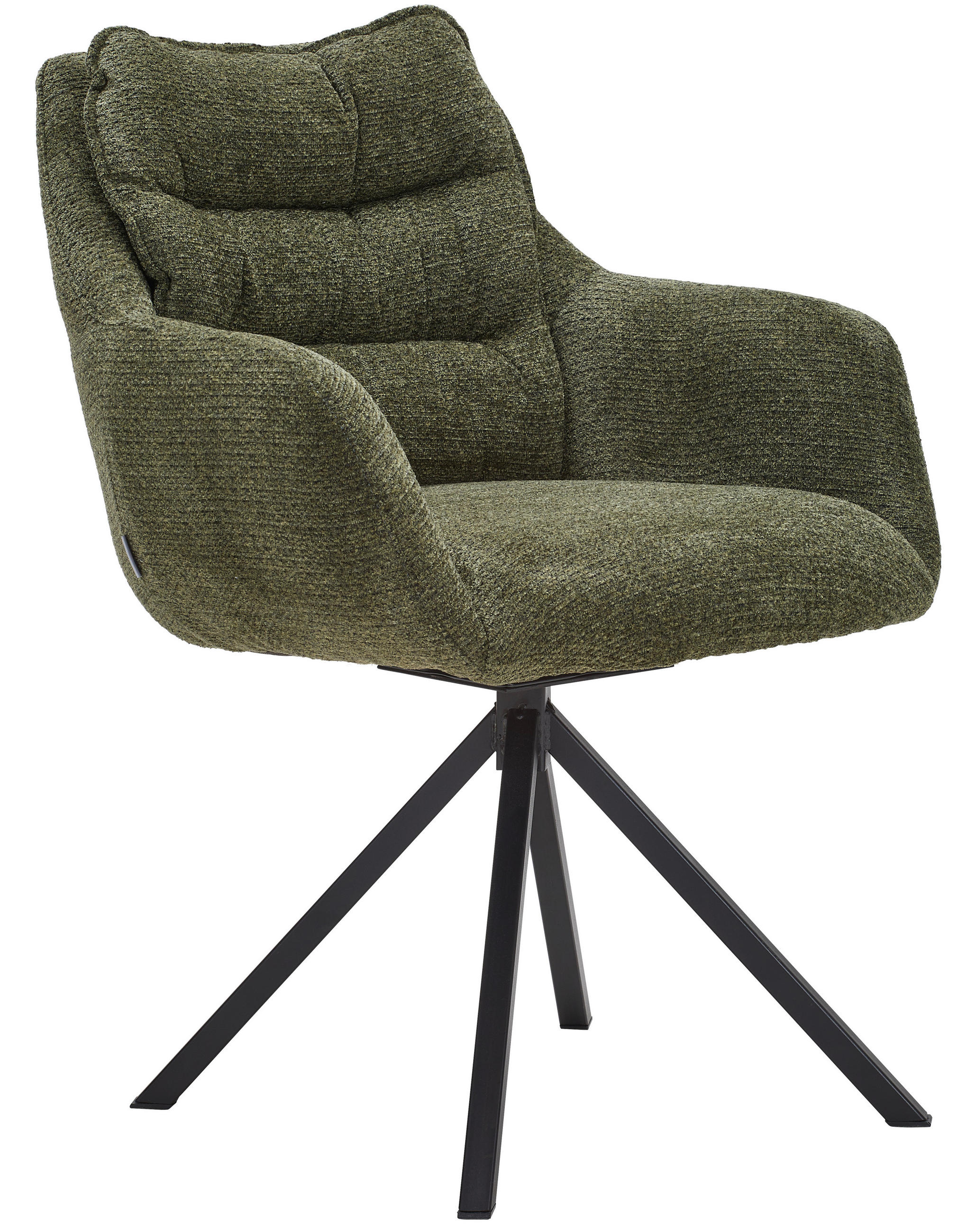 ARMLEHNSTUHL  in Stahl Chenille  - Schwarz/Grün, KONVENTIONELL, Textil/Metall (59/86/69,5cm) - Linea Natura