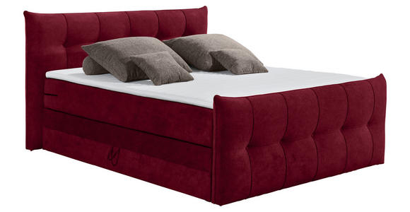 BOXSPRINGBETT 180/200 cm  in Weinrot  - Weinrot/Schwarz, KONVENTIONELL, Kunststoff/Textil (180/200cm) - Esposa