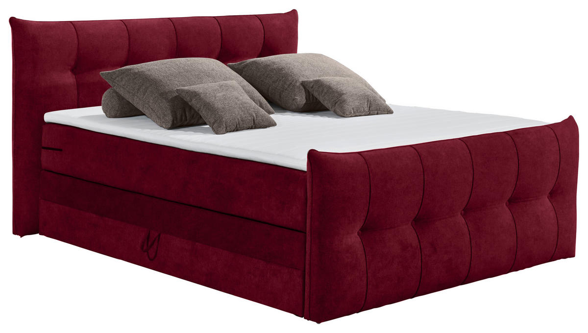 BOXSPRINGBETT 180/200 cm  in Weinrot  - Weinrot/Schwarz, Konventionell, Kunststoff/Textil (180/200cm) - Esposa