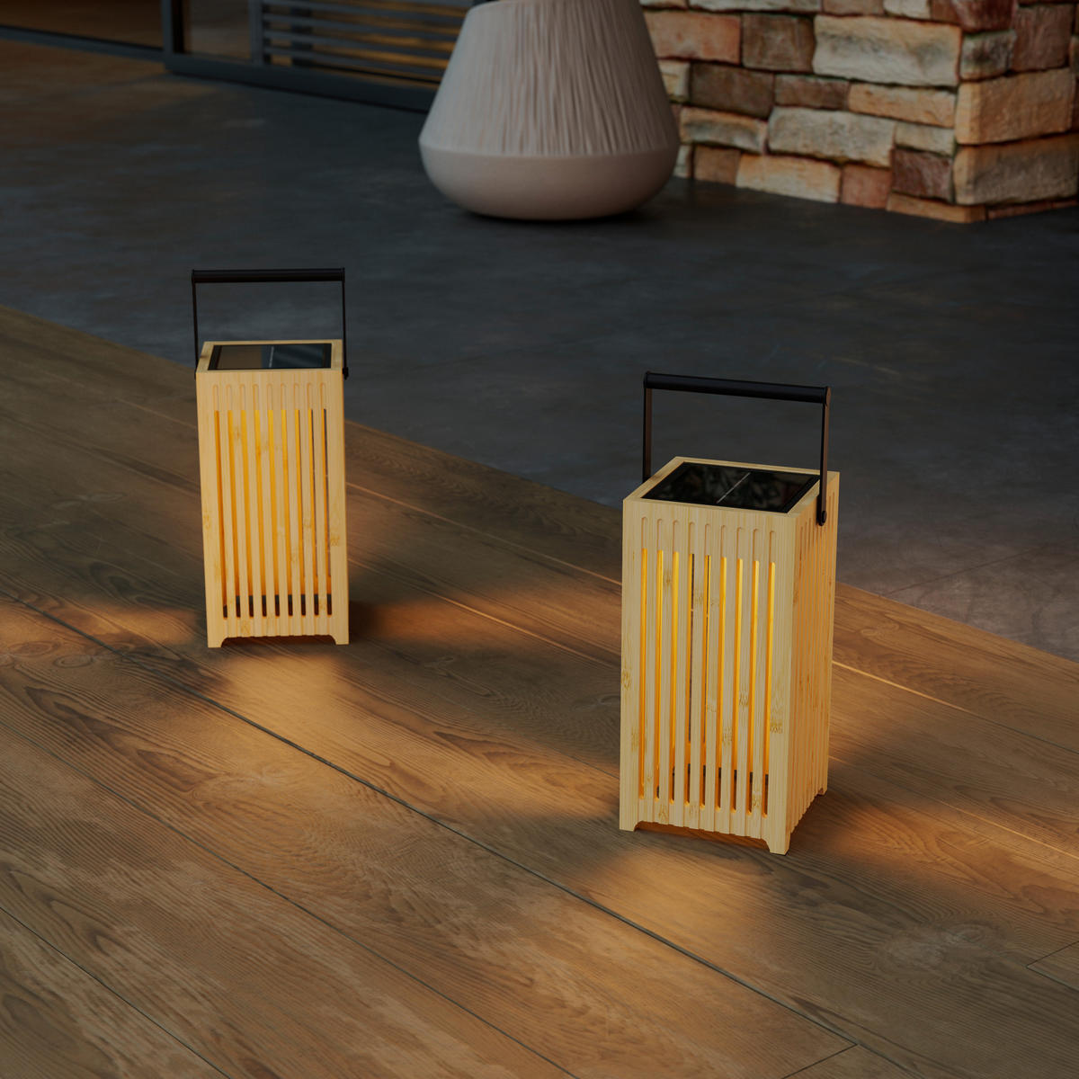 SOLARLEUCHTE - Schwarz, Design, Holz/Kunststoff (12/12/24cm) - Ambia Garden