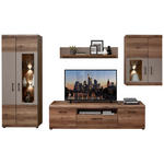 WOHNWAND Taupe, Eichefarben Beleuchtung, Einlegeböden  - Taupe/Eichefarben, KONVENTIONELL, Glas/Holzwerkstoff (298/194/48cm) - Xora