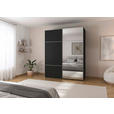 SCHWEBETÜRENSCHRANK 201/223/68 cm 2-türig Schwarz  - Alufarben/Schwarz, KONVENTIONELL, Glas/Holzwerkstoff (201/223/68cm) - Novel