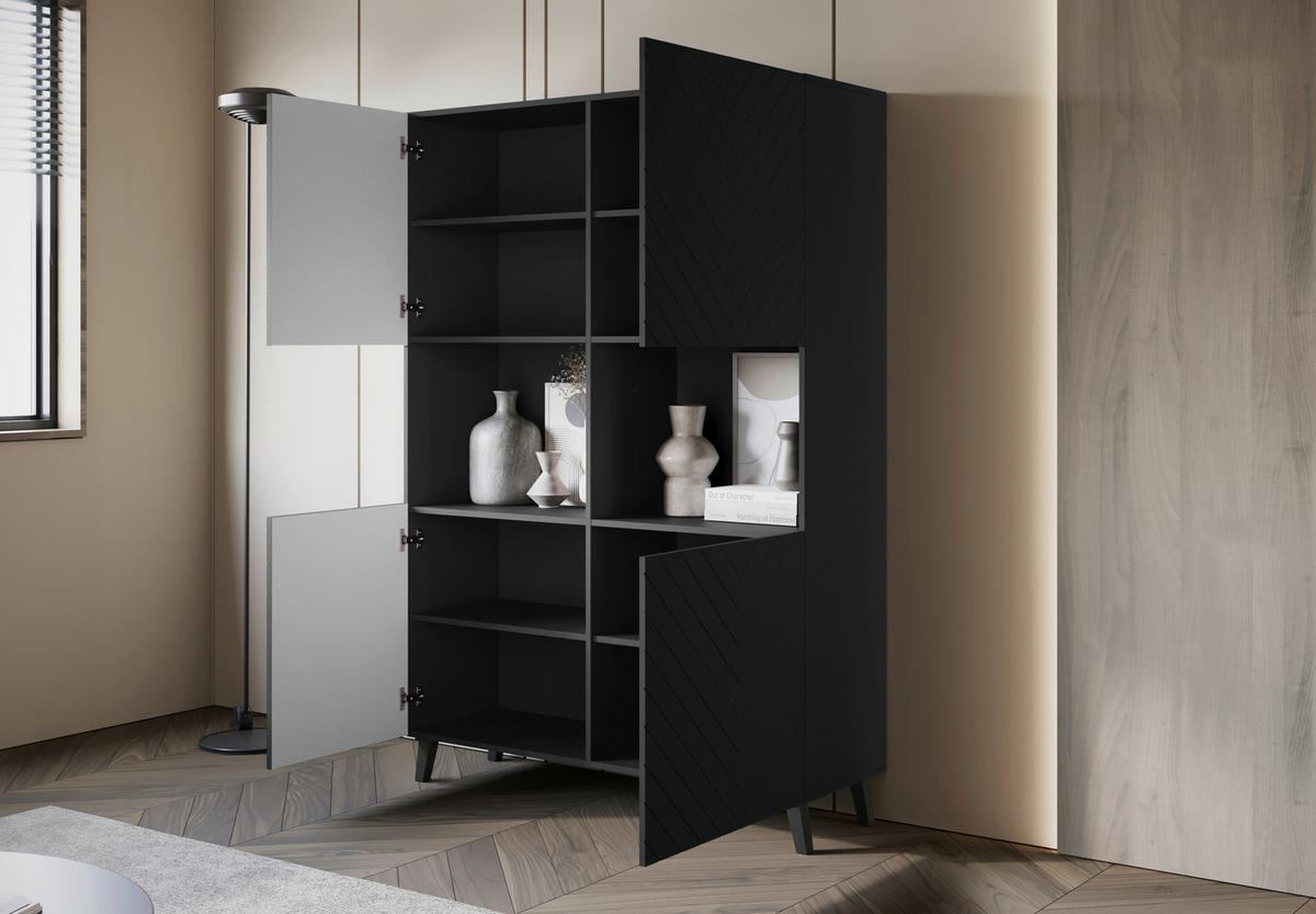 HIGHBOARD  in 120/172/39,1 cm  - Schwarz, Design, Holzwerkstoff/Kunststoff (120/172/39,1cm) - Livetastic