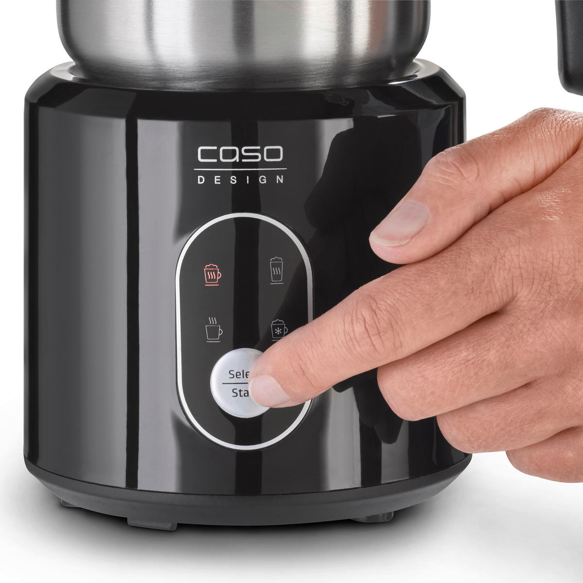 MILCHSCHÄUMER   - Edelstahlfarben/Schwarz, Basics (16/21/12,5cm) - CASO Design