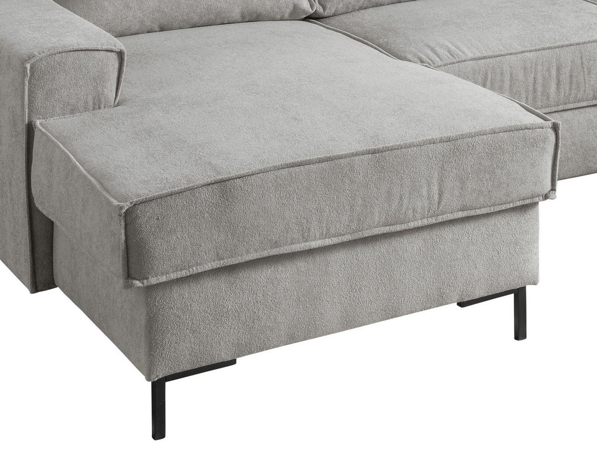 SJEDEĆA GARNITURA tekstil  srebrne boje   - srebrne boje/crna, Moderno, tekstil/metal (150/309/198cm) - MID.YOU
