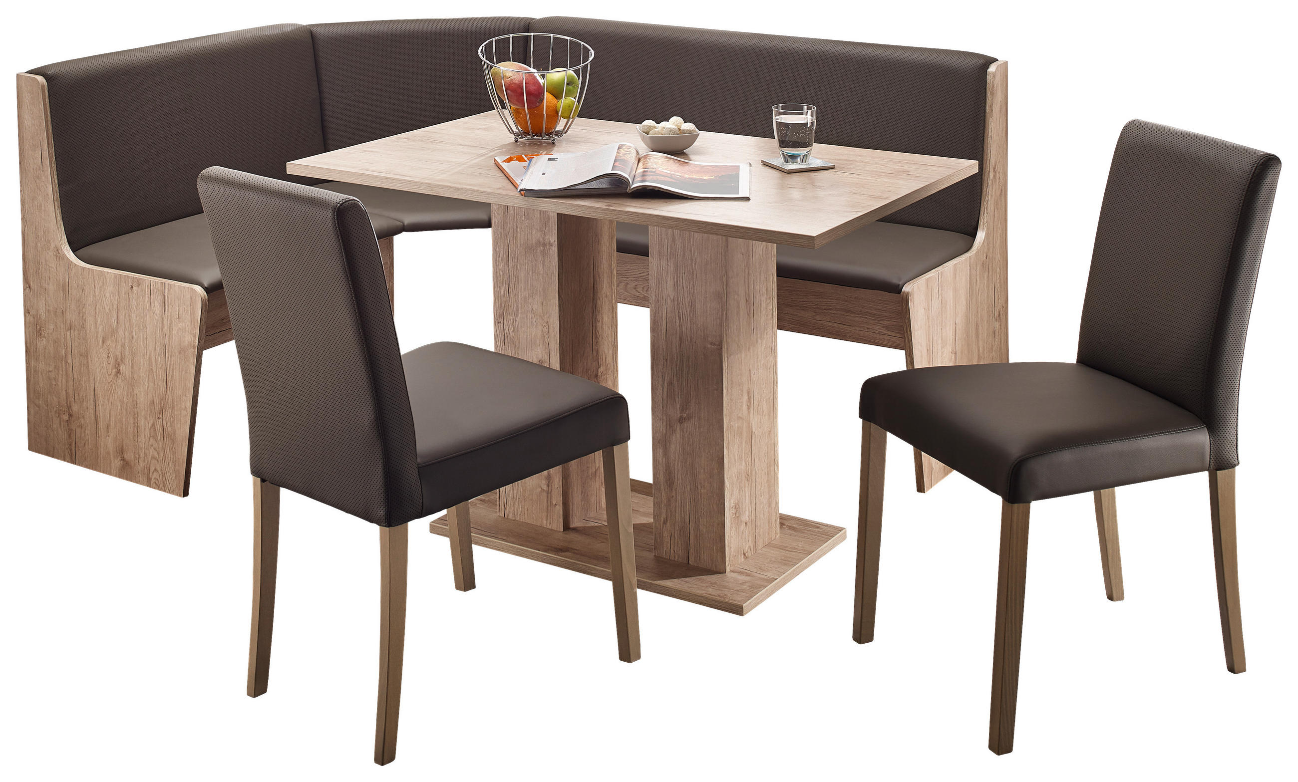 ECKBANKGRUPPE Textil, Holzwerkstoff Anthrazit, Eiche San Remo  - Anthrazit/Eiche San Remo, Konventionell, Holzwerkstoff/Textil (130/169cm) - Boxxx
