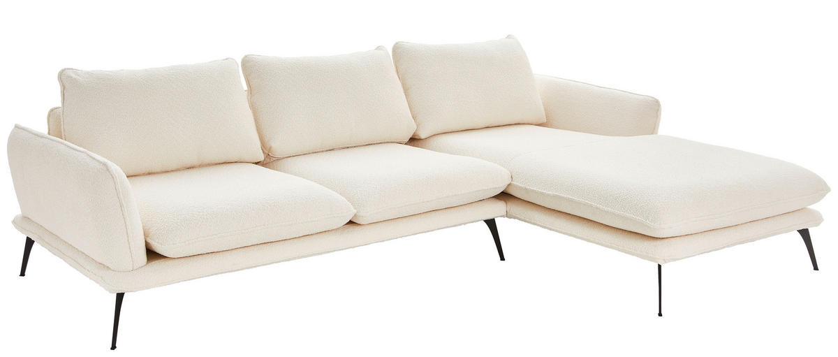 HÖRNSOFFA i bouclé cremefärgad  - svart/cremefärgad, Design, metall/textil (279/194cm) - Best Price