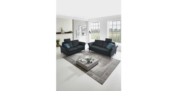 2,5-SITZER  in Echtleder Dunkelblau   - Alufarben/Dunkelblau, Design, Leder/Metall (164/82/99cm) - Dieter Knoll