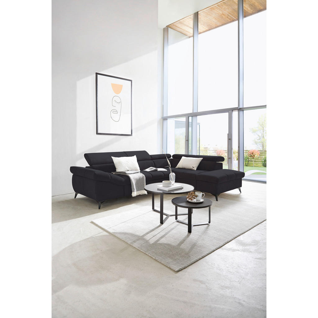 Thumbnail - Stylife Ecksofa, Schwarz, Textil, Uni, 4-Sitzer, Ottomane rechts, L-Form, 279x210 cm, Stoffauswahl, seitenverkehrt erhäl...