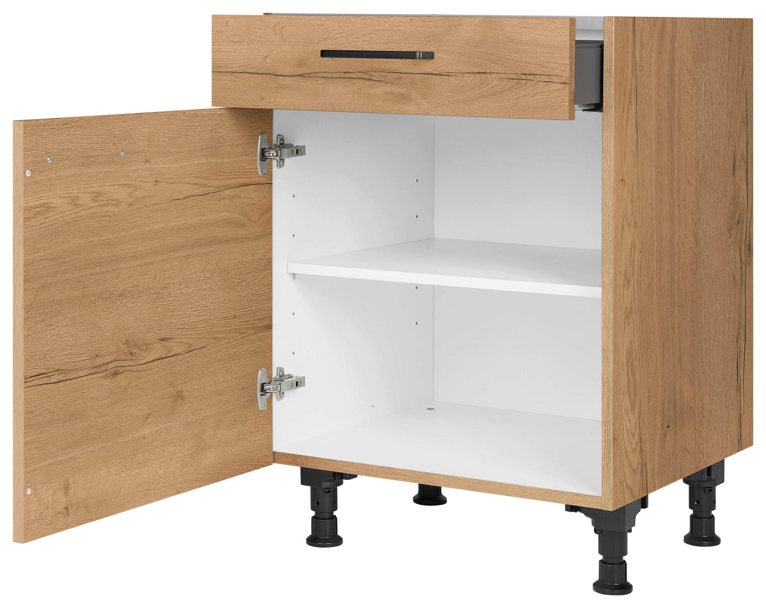 SCHUBKASTENUNTERSCHRANK 60/87/56 cm  in Eichefarben  - Eichefarben/Schwarz, MODERN, Holzwerkstoff/Metall (60/87/56cm) - Nobilia