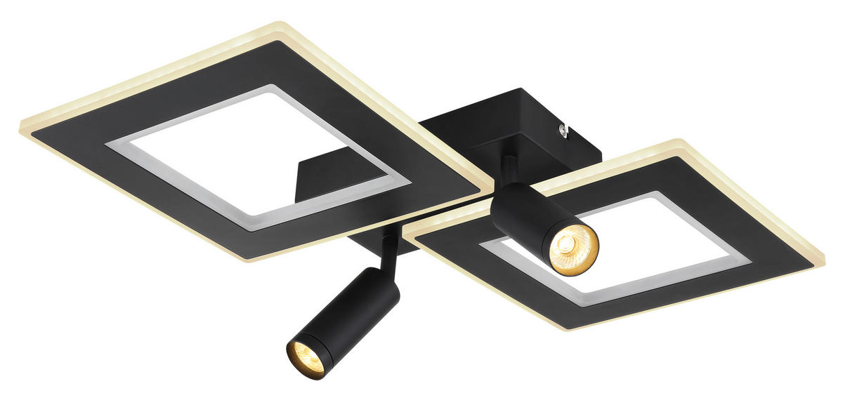 LED-DECKENLEUCHTE    54/41/11,5 cm  - Opal/Schwarz, Design, Kunststoff/Metall (54/41/11,5cm) - Globo
