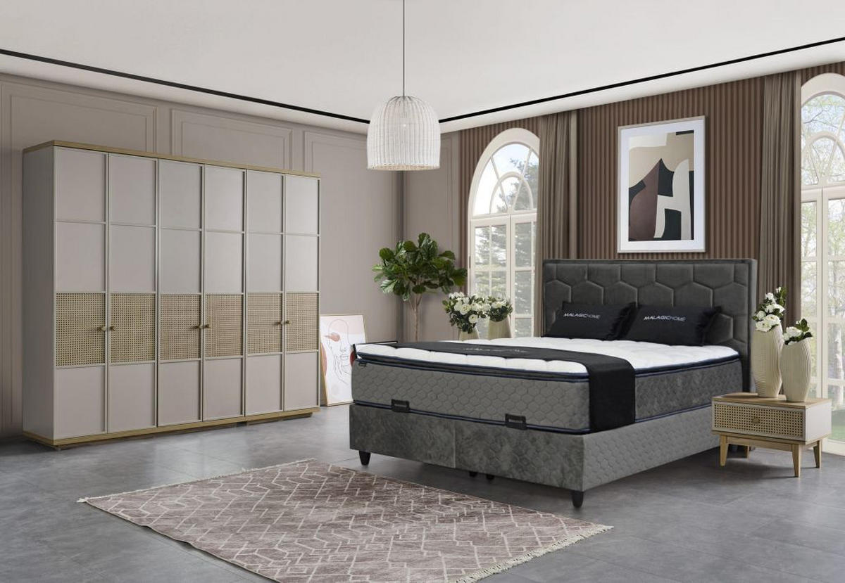 BOX KREVET BEZ OPRUGA 180/200 cm     siva  - siva/crna, Moderno, tekstil/metal (180/200cm) - Hom`in