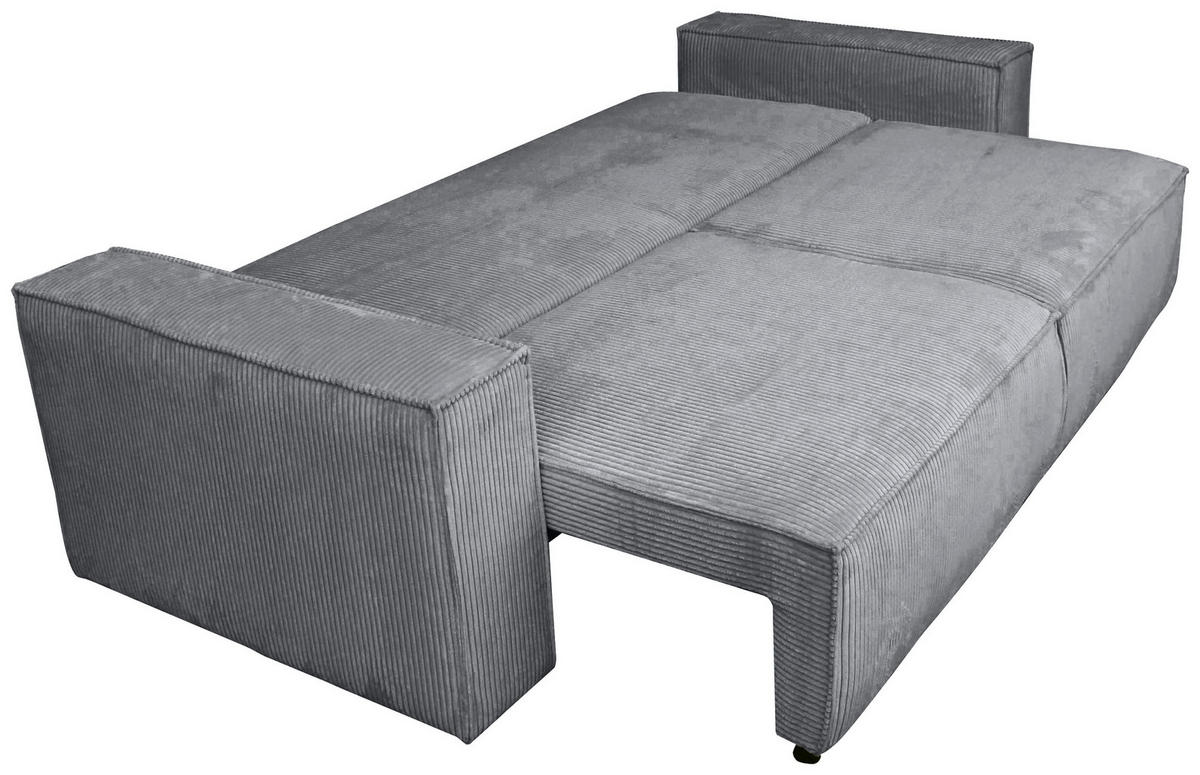 SCHLAFSOFA  mit Liegefunktion, Schlafen auf Sitzhöhe, Rücken echt Cord Dunkelgrau  - Dunkelgrau/Schwarz, KONVENTIONELL, Kunststoff/Textil (240/89/100cm) - Carryhome