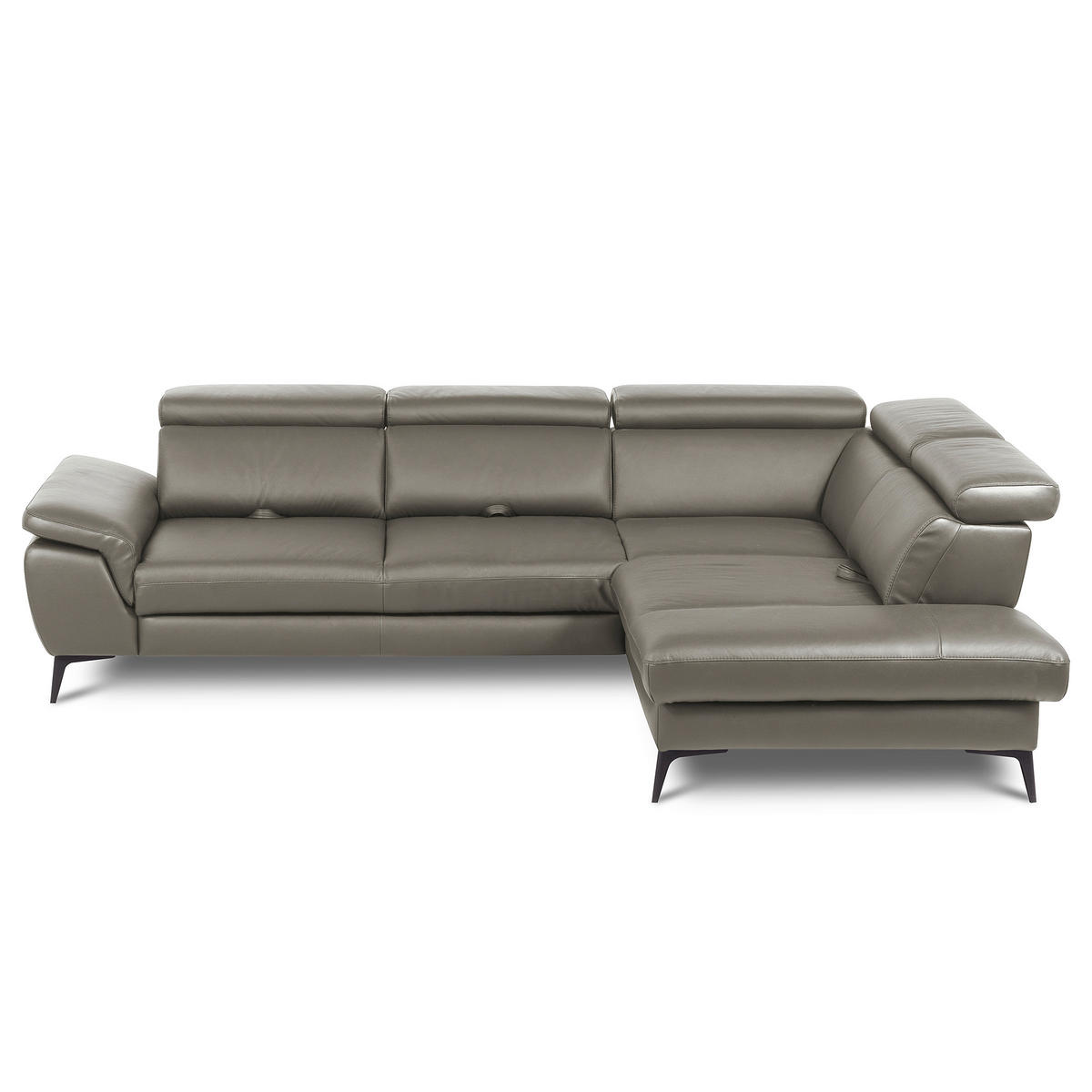 ECKSOFA  in Lederlook Echtleder Schlammfarben  - Schlammfarben/Schwarz, Design, Leder/Textil (274/220cm) - Livetastic