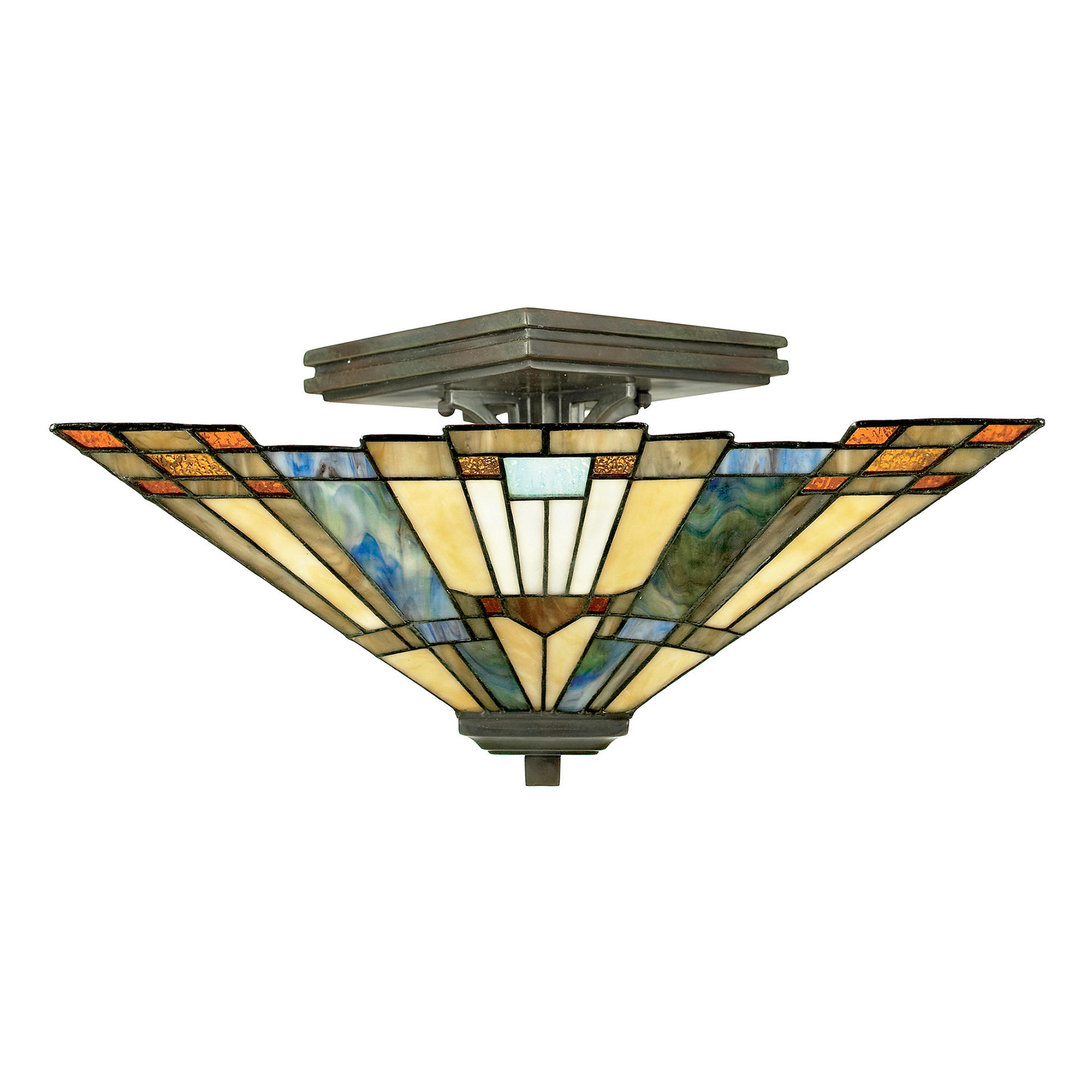 STROPNÉ SVIETIDLO, 35.6/20.3 cm  - bronzová, Konventionell, kov/sklo (35.6/20.3cm) - Elstead Lighting