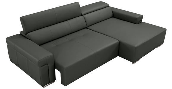 ECKSOFA DUA in Echtleder Anthrazit  293/170 cm  - Chromfarben/Anthrazit, Design, Leder/Metall (293/170cm) - Novel