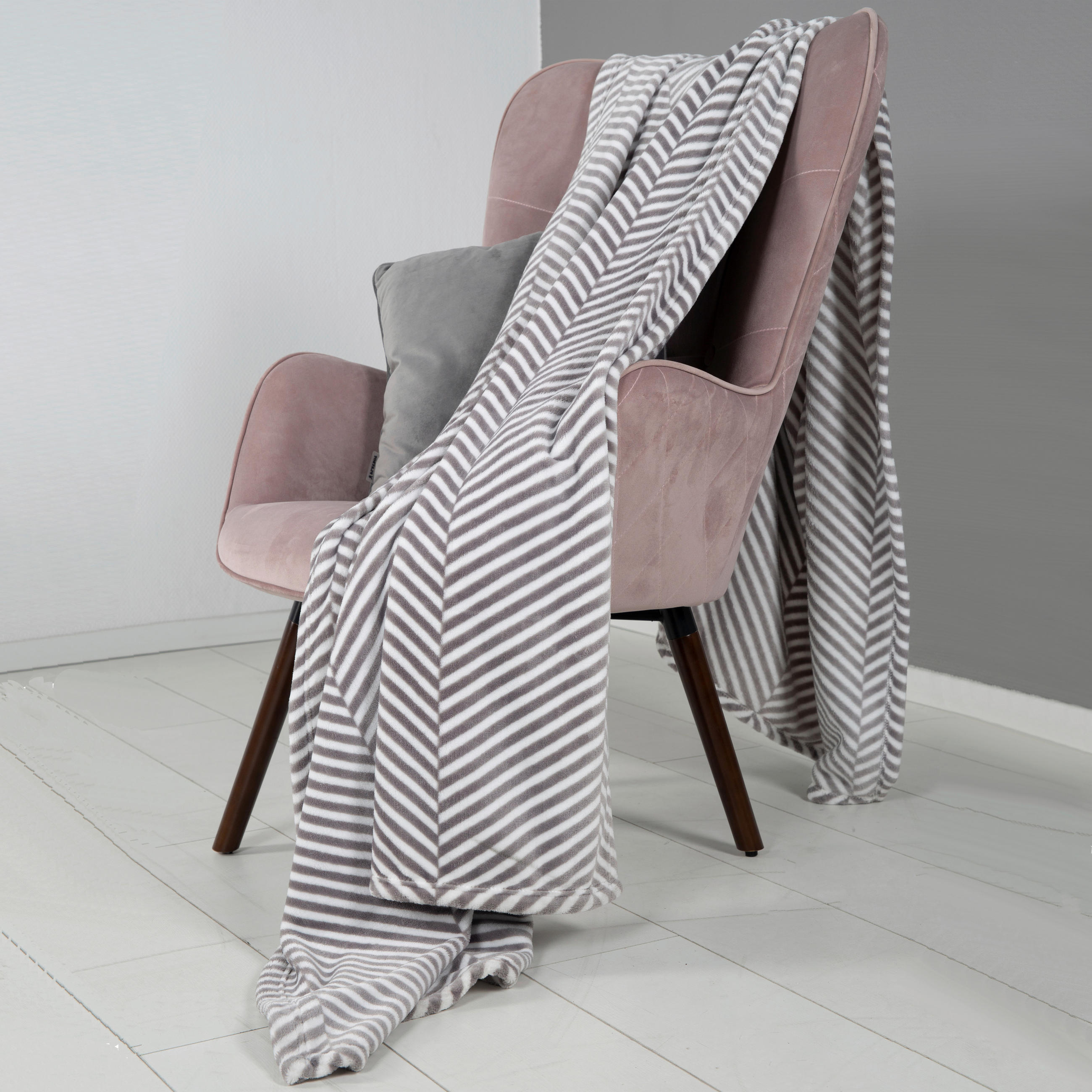 KUSCHELDECKE 150/220 cm  - Weiß/Grau, Basics, Textil (150/220cm) - Playboy