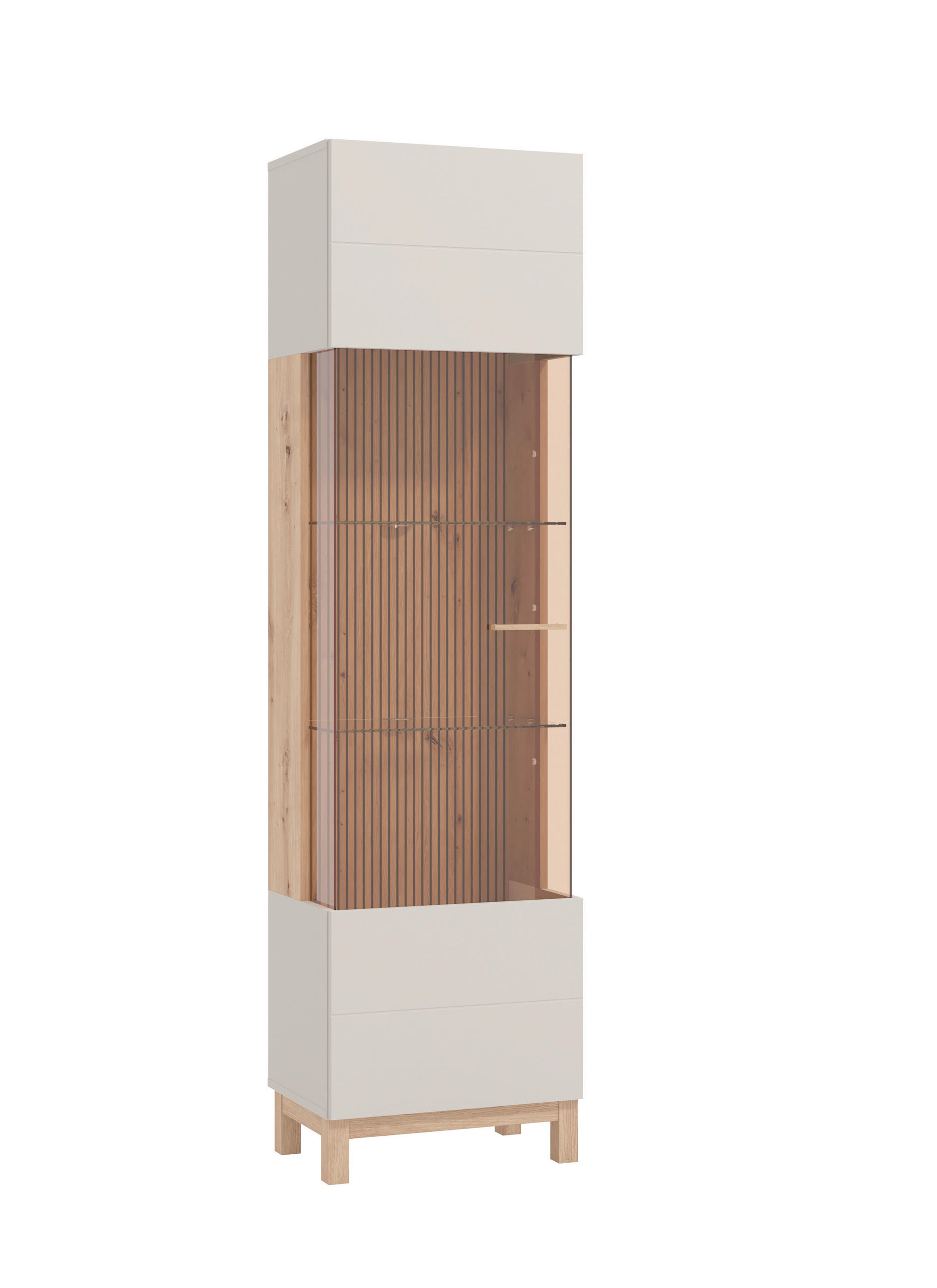 VITRÍNA, kašmírová, dub artisan, 51,5/35/191,5 cm - kašmírová/dub artisan, Basics, kompozitní dřevo/plast (51,5/35/191,5cm) - Hom`in