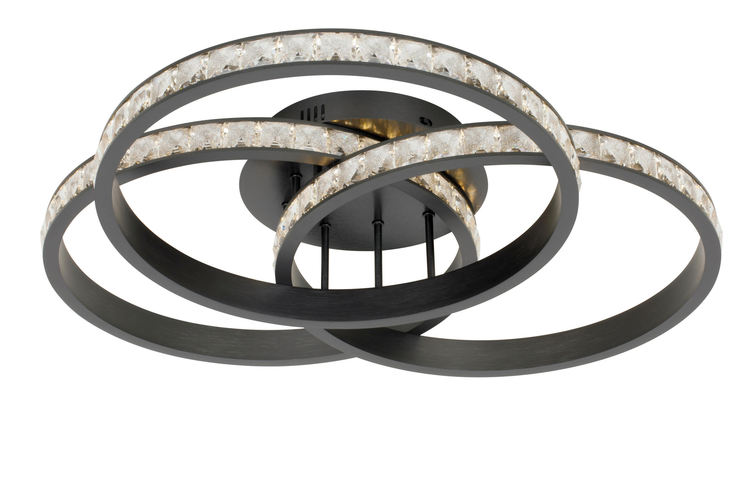 LED-DECKENLEUCHTE Elora 64/15 cm  - Schwarz, Design, Glas/Metall (64/15cm) - Novel