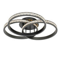 LED-DECKENLEUCHTE Elora 64/15 cm  - Schwarz, Design, Glas/Metall (64/15cm) - Novel