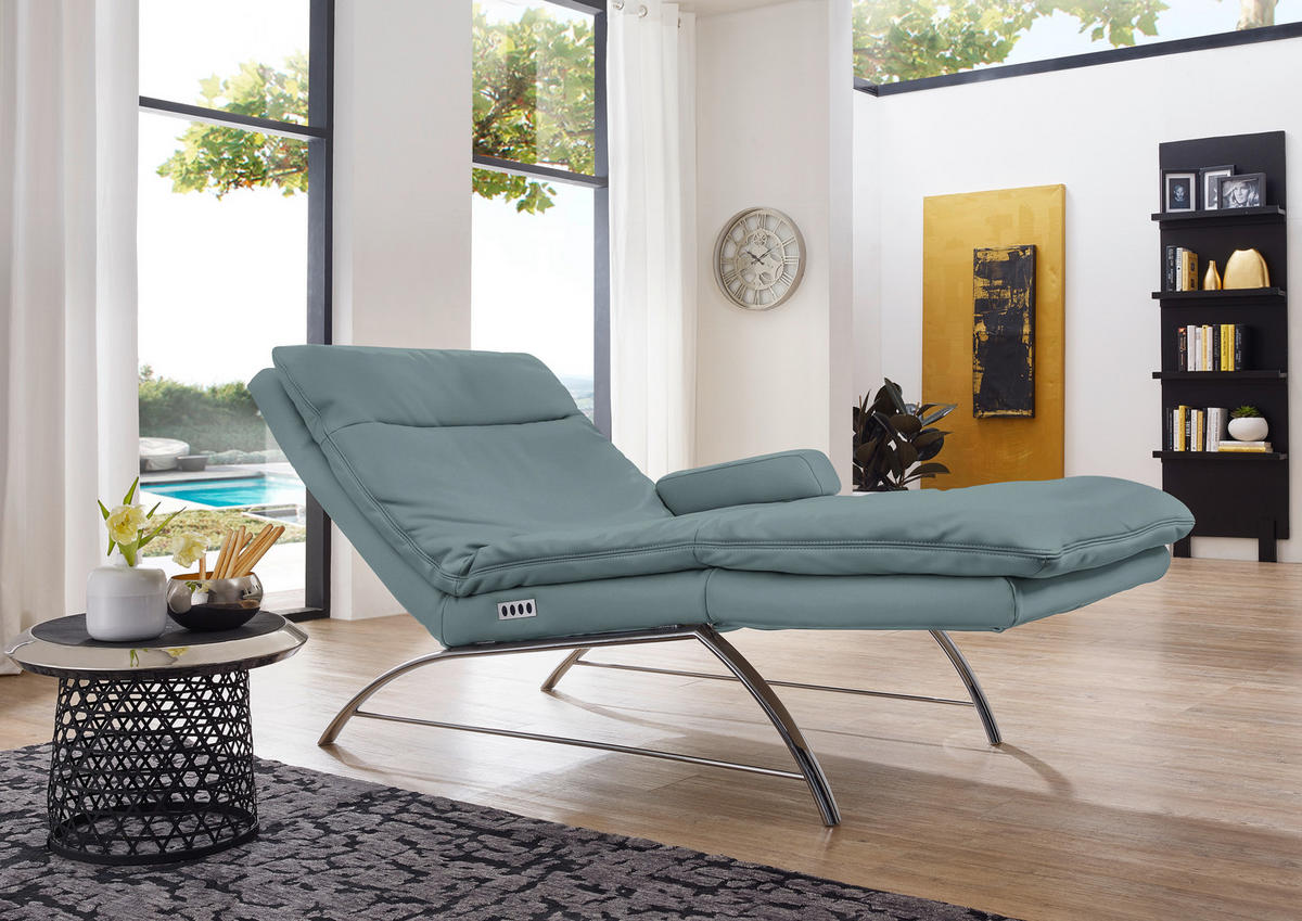 RELAXLIEGE Echtleder Blau  - Blau/Alufarben, Basics, Leder (95/91/170cm) - Chilliano
