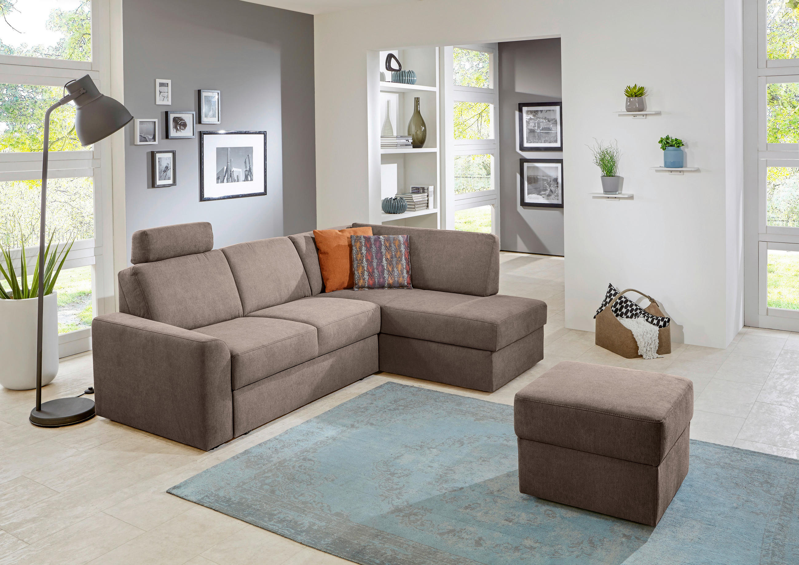 ECKSOFA in Webstoff Rostfarben  - Rostfarben/Schwarz, Konventionell, Kunststoff/Textil (224/165cm) - Xora