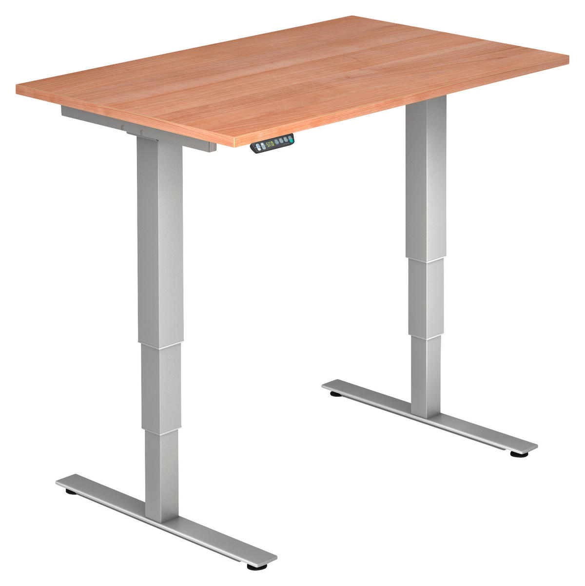 SCHREIBTISCH 120/80/63,5-128,5 cm  in Silberfarben, Nussbaumfarben  - Silberfarben/Nussbaumfarben, KONVENTIONELL, Holzwerkstoff/Metall (120/80/63,5-128,5cm) - Venda
