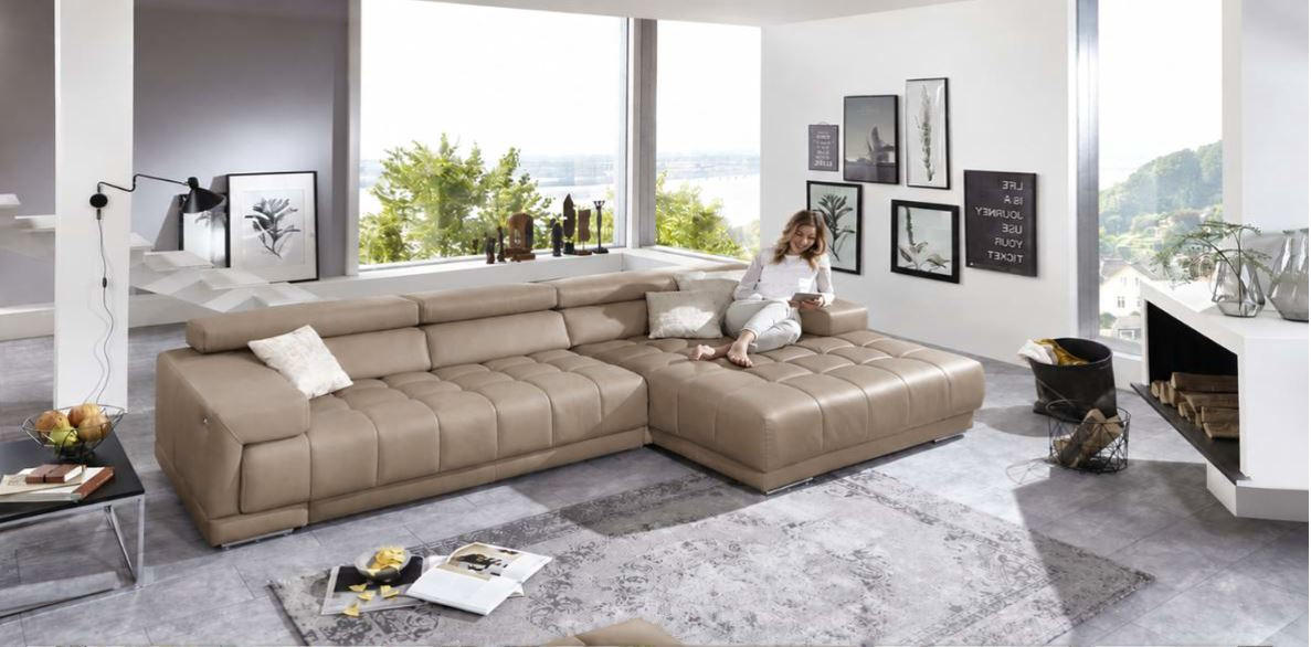 SAROKKANAPÉ bőr bézsbarna  - alumíniumszínű/bézsbarna, Design, bőr/fém (335/190cm) - Beldomo Speed