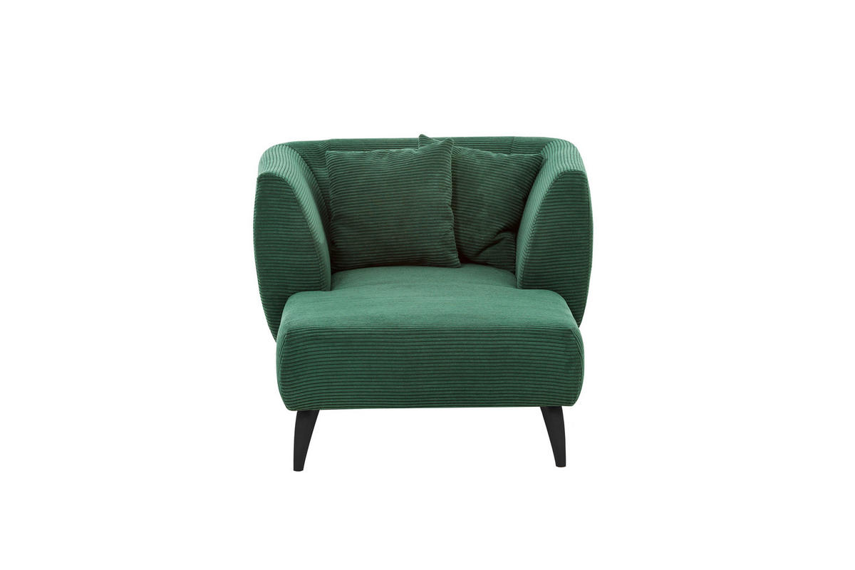 XXL-SESSEL in Cord Grün  - Schwarz/Grün, Modern, Holz/Textil (108/84/155cm) - MID.YOU