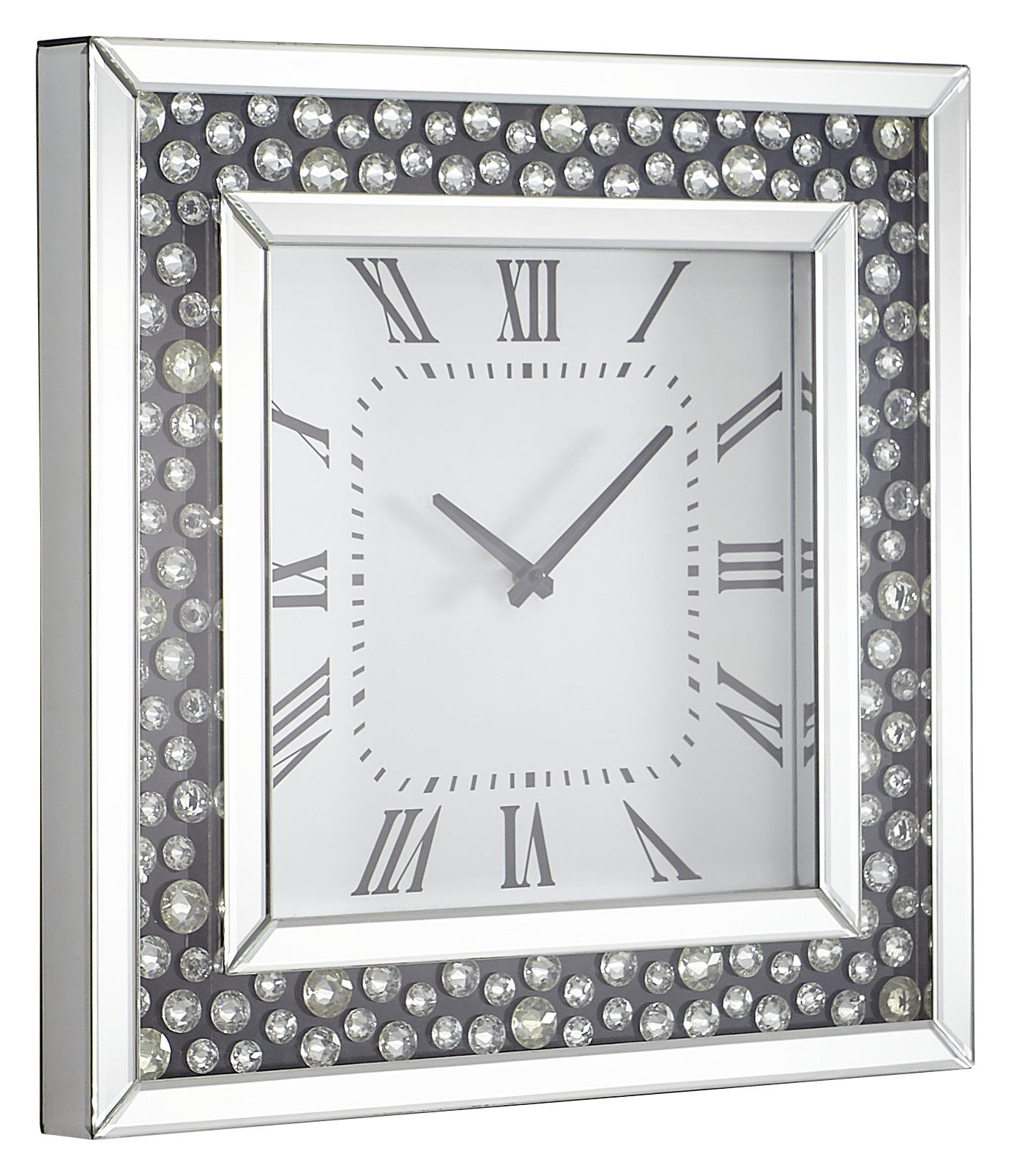 WANDUHR  Schwarz, Silberfarben  - Silberfarben/Schwarz, Design, Glas/Holzwerkstoff (50/50/5cm) - Xora