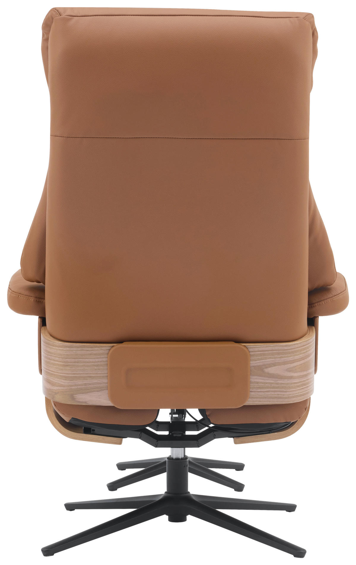 RELAXSESSELSET Lederlook Echtleder Hocker    - Schwarz/Braun, Design, Leder/Holz (78/111/81cm) - Livetastic