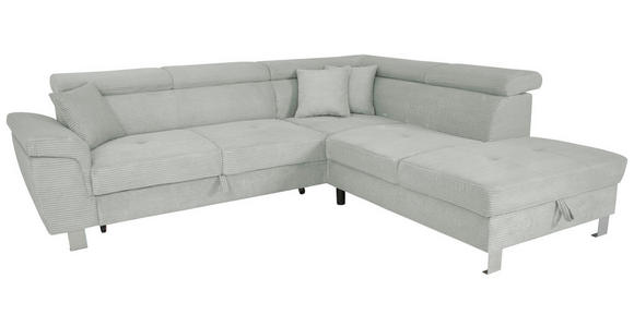 ECKSOFA in Cord Grau  - Silberfarben/Grau, Design, Textil/Metall (257/226cm) - Xora