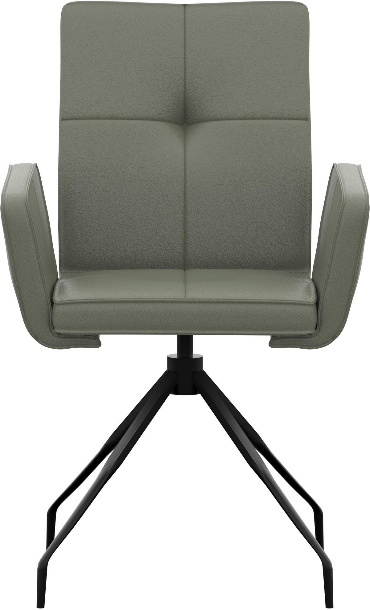 ARMLEHNSTUHL  in Stahl Echtleder pigmentiert  - Schwarz/Graugrün, Design, Leder/Metall (65/91/58cm) - Moderano