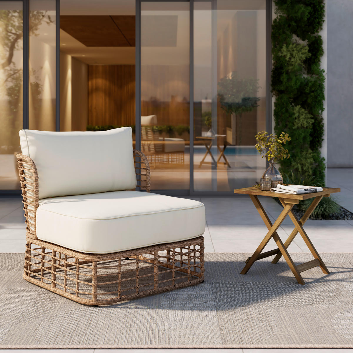 GARTEN-RELAXSESSEL 81/71/88 cm  - Beige/Creme, Natur, Kunststoff/Textil (81/71/88cm) - Ambia Garden
