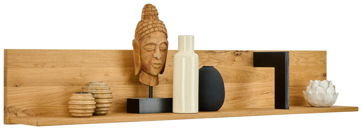 WANDBOARD furniert, massiv Schwarz, Eichefarben  - Eichefarben/Schwarz, Natur, Holzwerkstoff (150/25/22cm) - Linea Natura