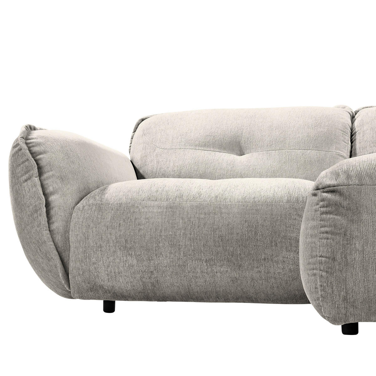 ECKSOFA in Chenille Silberfarben  - Silberfarben/Schwarz, Modern, Kunststoff/Textil (269/184cm) - Trendmanufaktur