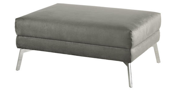 HOCKER in Textil Graphitfarben  - Chromfarben/Graphitfarben, Design, Textil/Metall (109/44/74cm) - Dieter Knoll