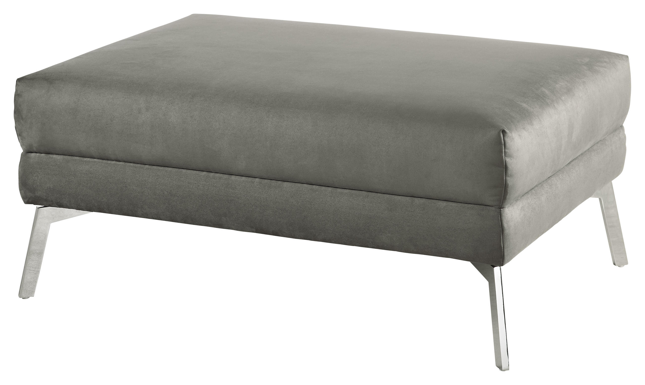HOCKER in Textil Graphitfarben  - Chromfarben/Graphitfarben, Design, Textil/Metall (109/44/74cm) - Dieter Knoll