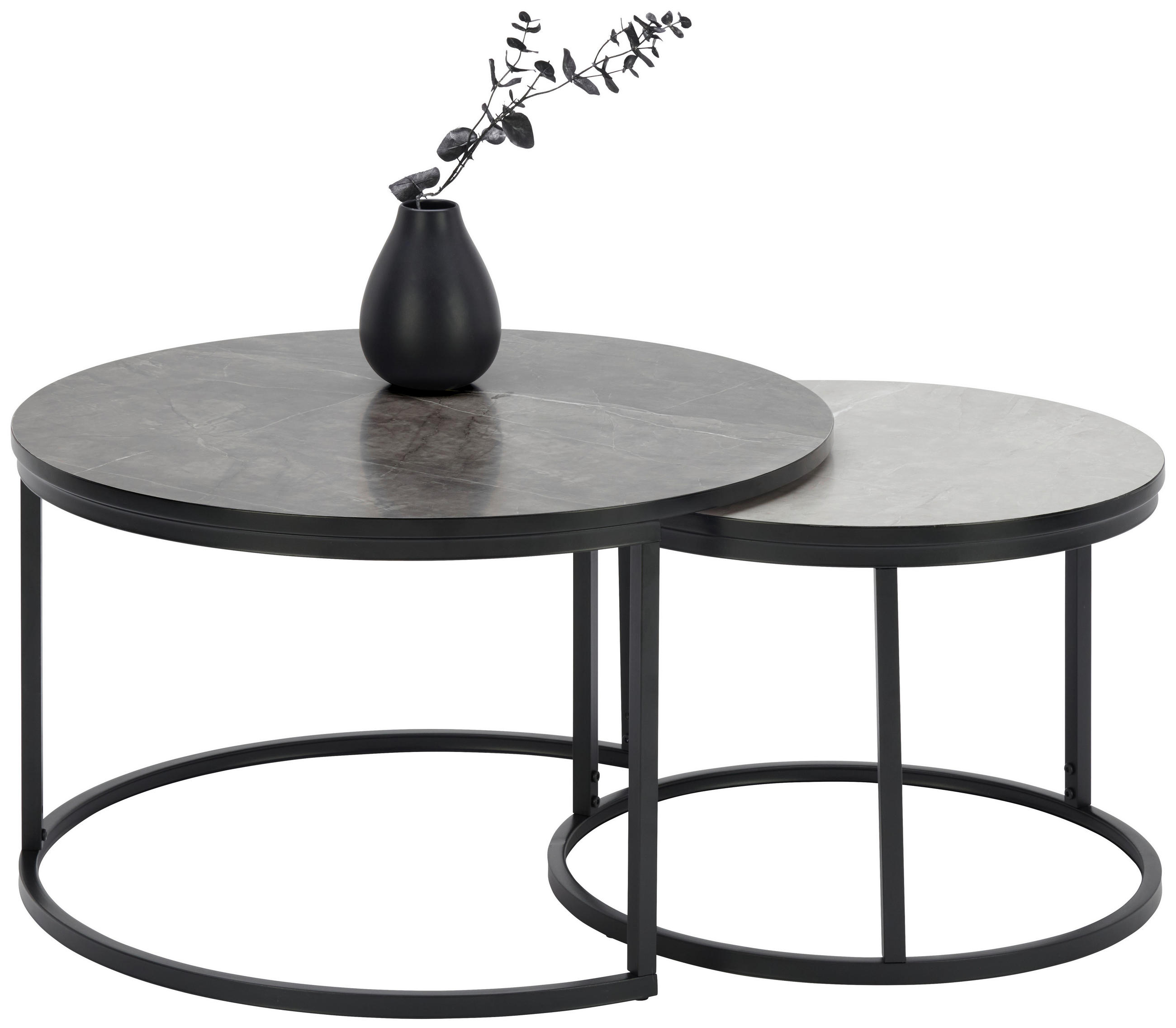 COUCHTISCHSET in Metall, Holzwerkstoff 60-80/60-80/42-45 cm  - Dunkelgrau/Hellgrau, Design, Holzwerkstoff/Metall (60-80/60-80/42-45cm) - home24
