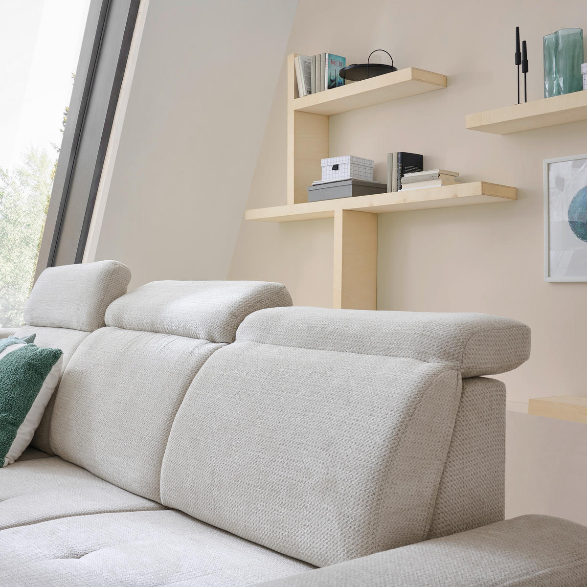ECKSOFA in Struktur Beige  - Beige/Schwarz, Design, Textil/Metall (292/270cm) - Stylife