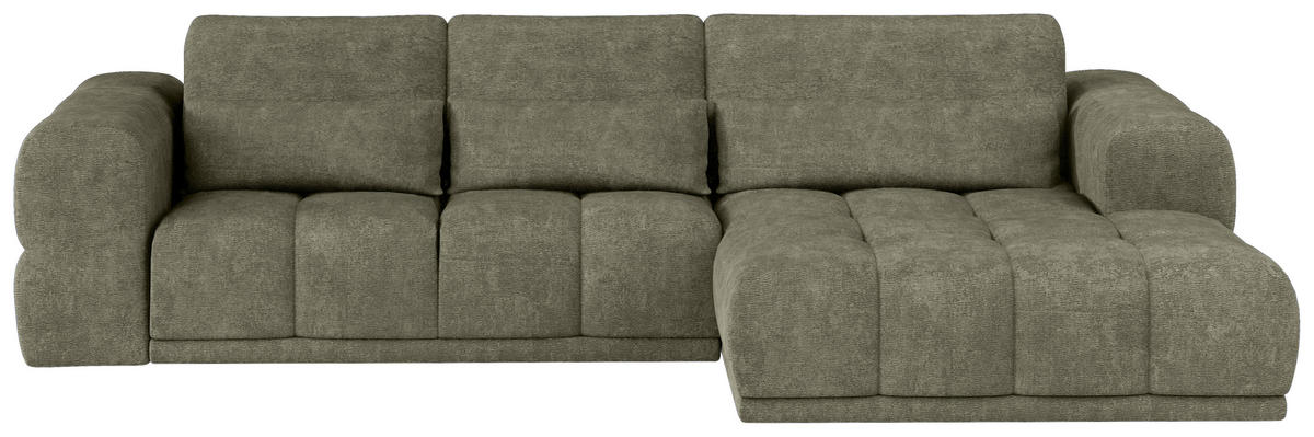 HÖRNSOFFA i chenille olivgrön  - olivgrön/svart, Klassisk, textil/plast (290/203cm) - MID.YOU