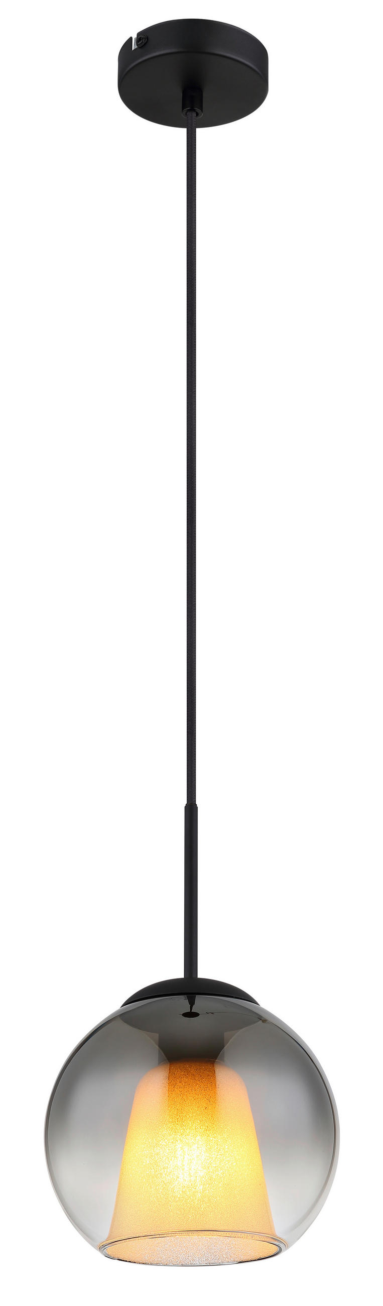 HÄNGELEUCHTE 20/120 cm    - Klar/Schwarz, Design, Glas/Textil (20/120cm) - Globo