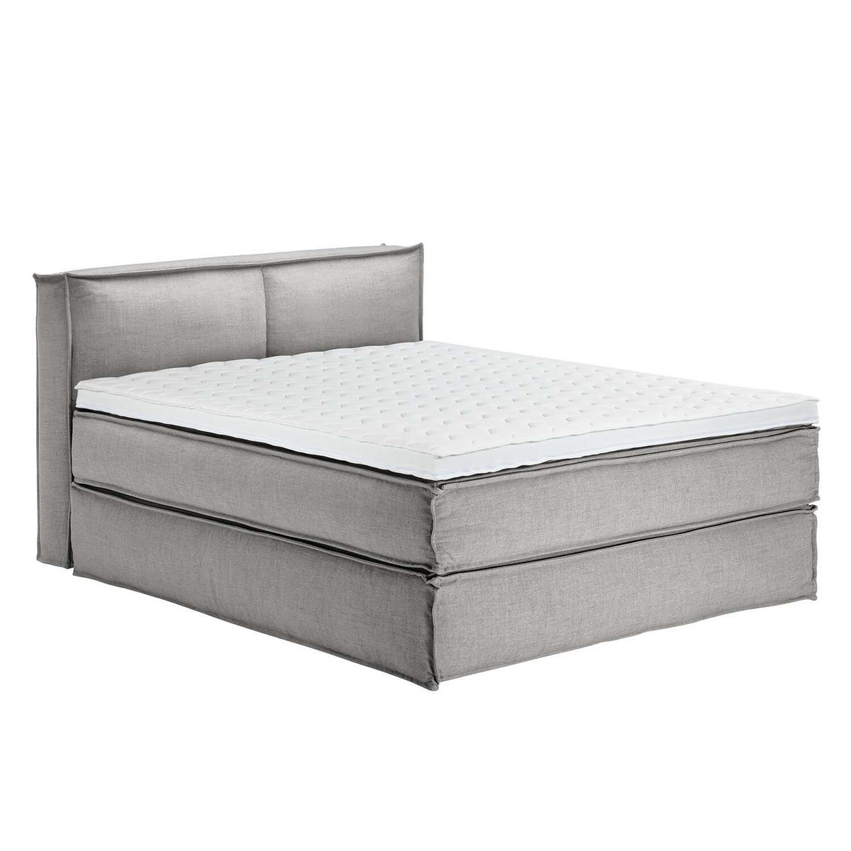 BOXSPRINGBETT 160/220 cm  in Hellgrau  - Hellgrau/Schwarz, Design, Textil (160/220cm) - home24