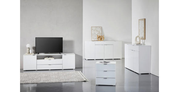 SIDEBOARD 180/92/42 cm in Weiß - Chromfarben/Weiß, Design, Glas/Holzwerkstoff (180/92/42cm) - Novel