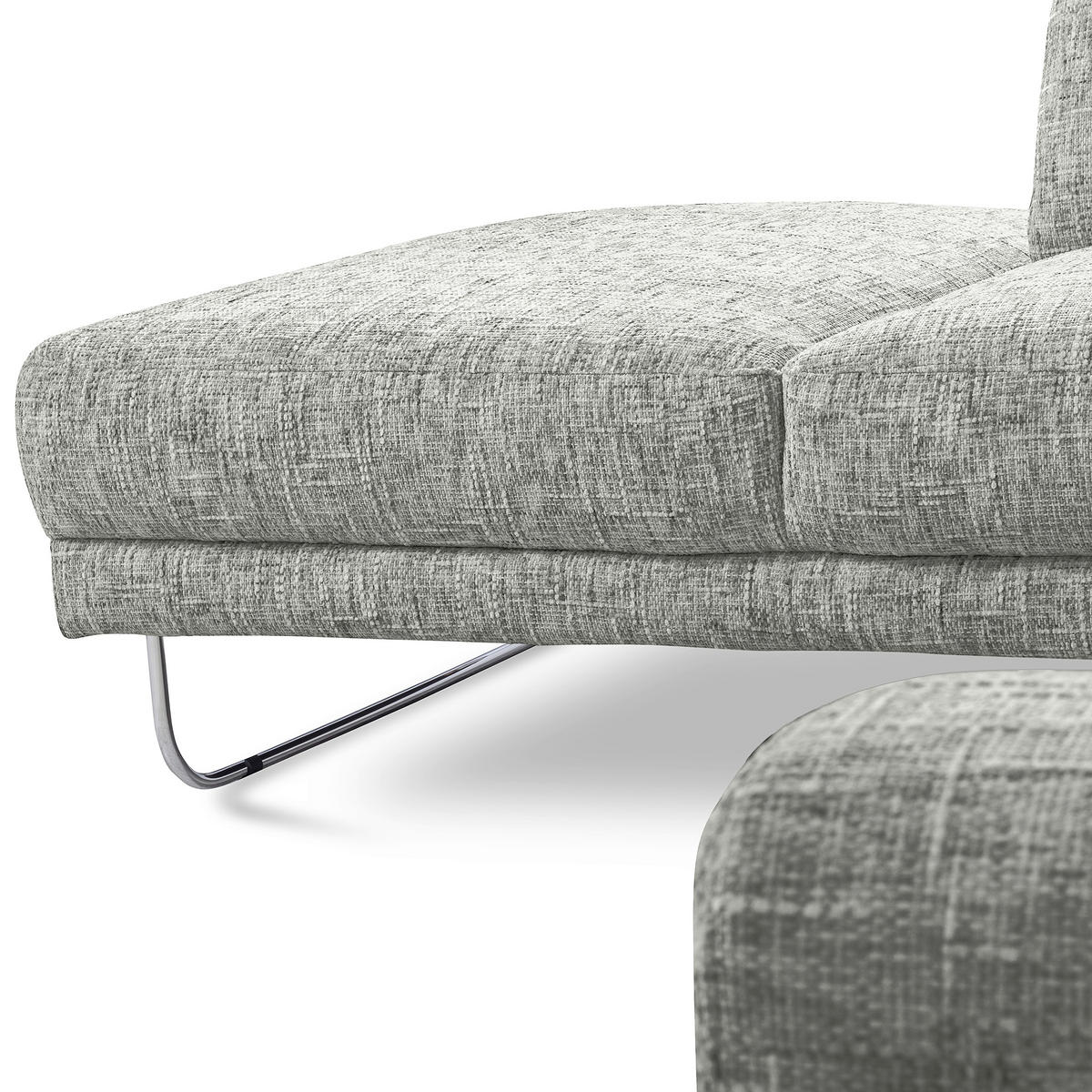 ECKSOFA 250/273 cm SPRING in Webstoff Grau Zierkissen  250/273 cm  - Chromfarben/Grau, Design, Textil/Metall (250/273cm) - Livetastic